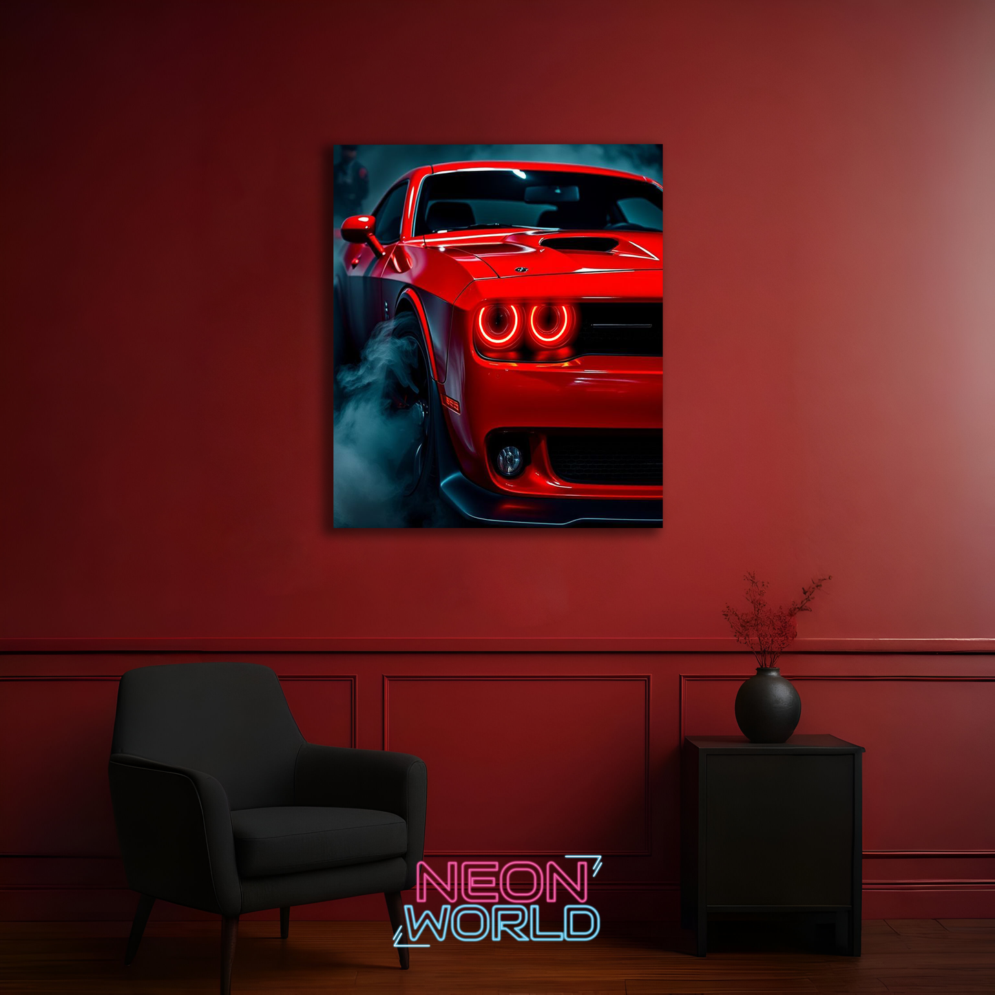 Dodge Challenger Neon UV Poster