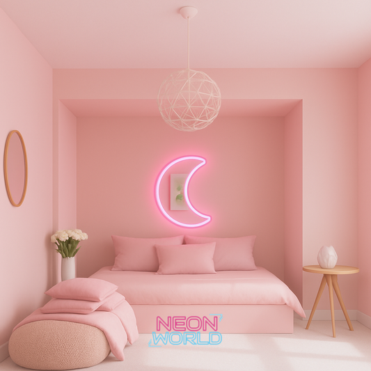 Moon Selfie Neon Glass Mirror