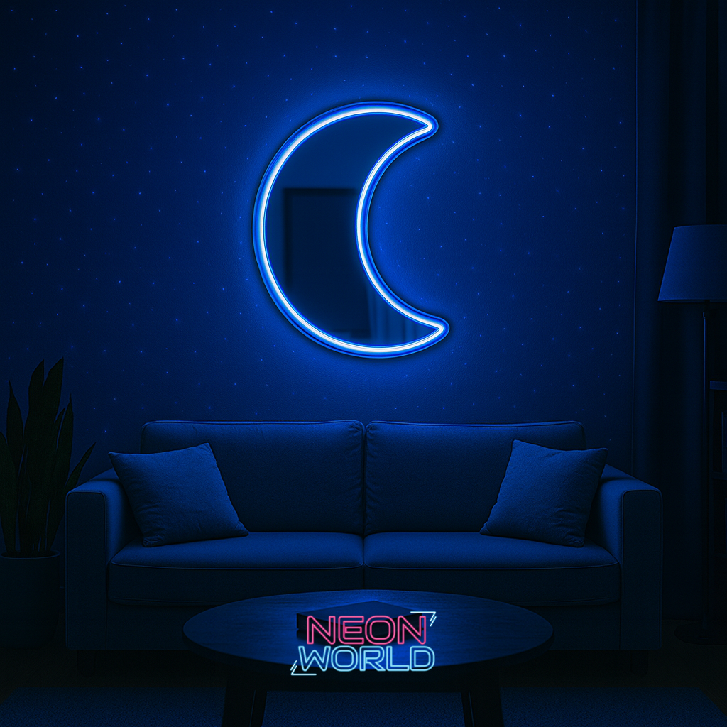 Moon Selfie Neon Glass Mirror