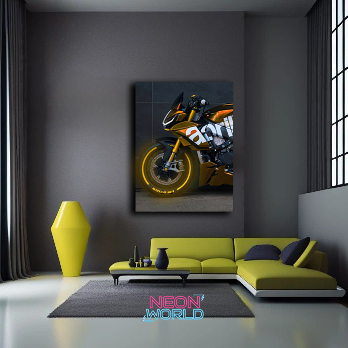 Yellow bike Neon UV Poster