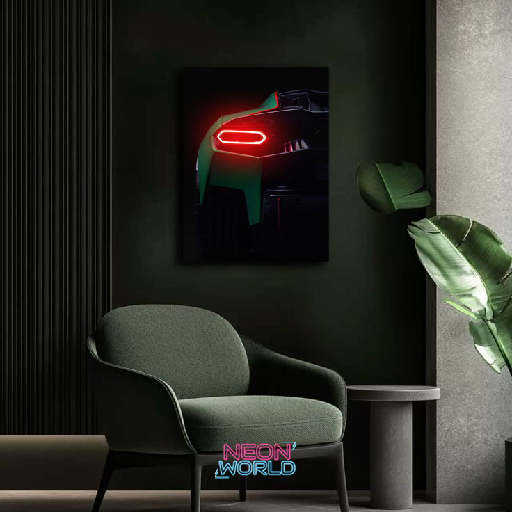 Green Car Neon UV Poster