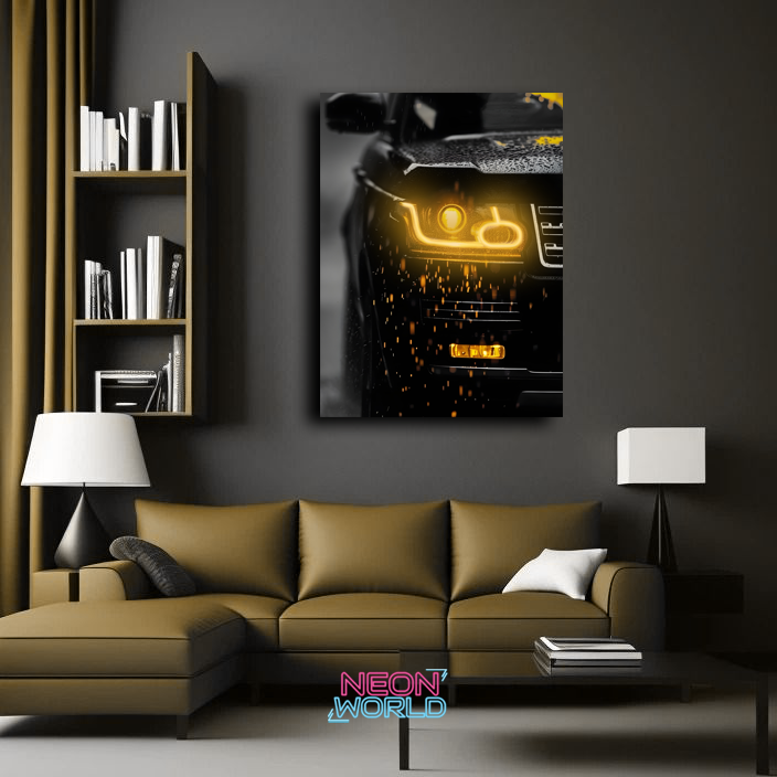 Range Rover Yellow Light Neon UV Poster