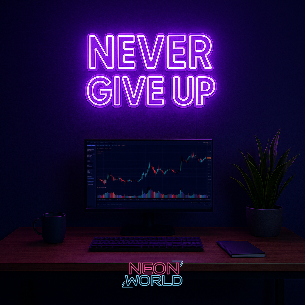 Never Give Up Qoute Neon