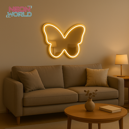 Butterfly Neon Selfie Glass Mirror
