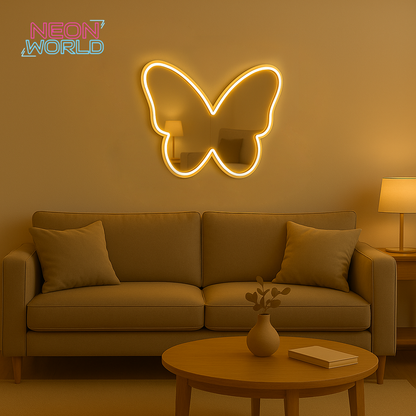 Butterfly Neon Selfie Glass Mirror