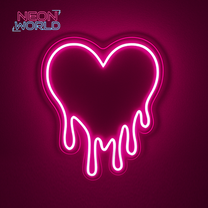 Melting Heart Neon Selfie Glass Mirror