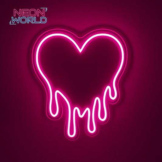 Melting Heart Neon Selfie Glass Mirror