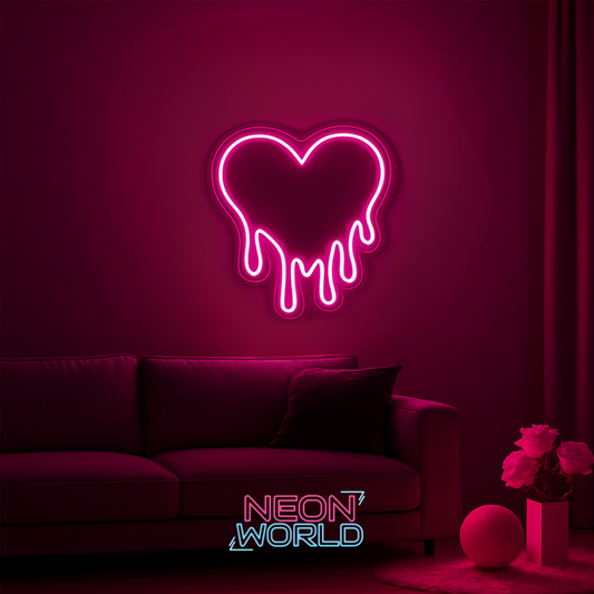 Melting Heart Neon Selfie Glass Mirror