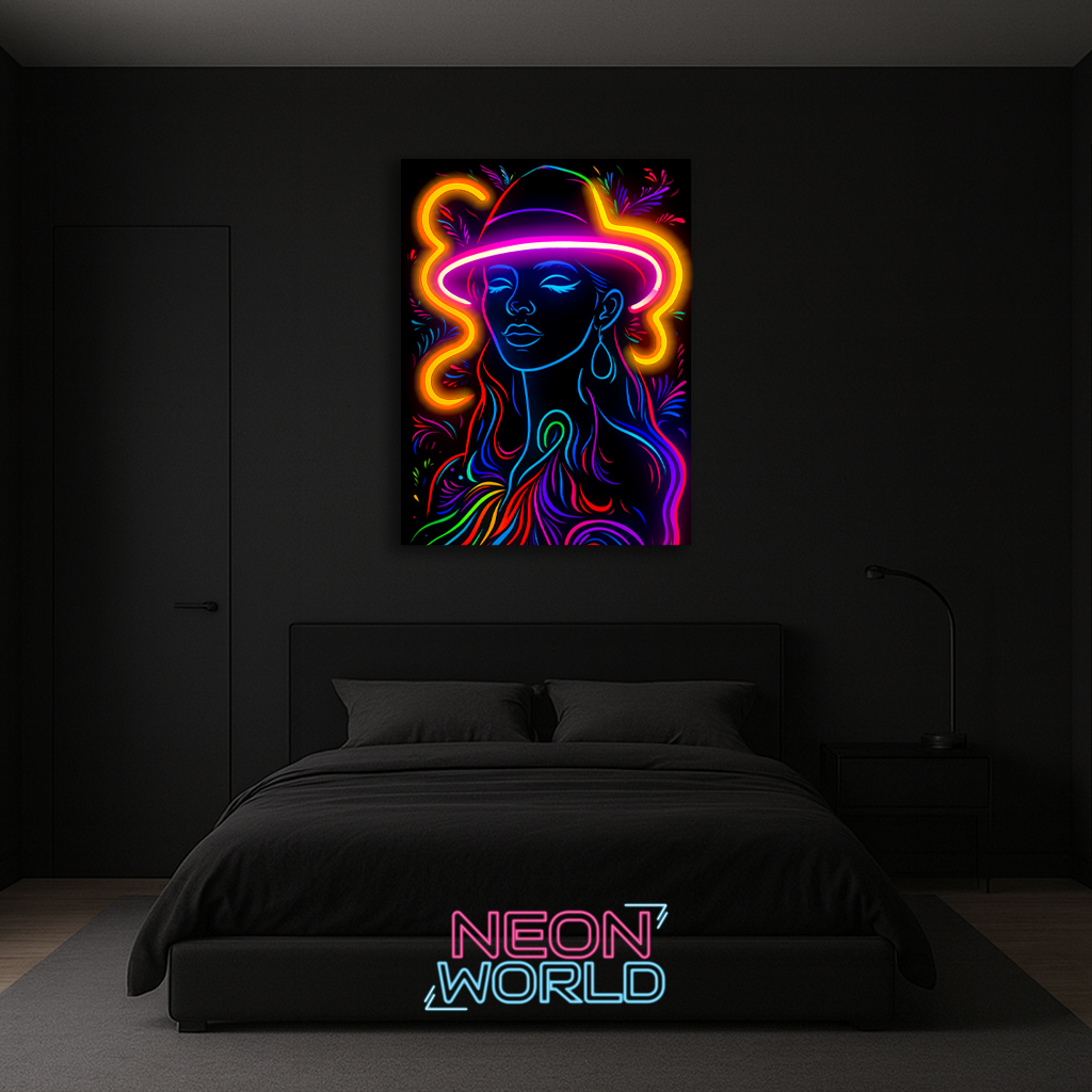 Neon Girl Painting Neon UV Poster