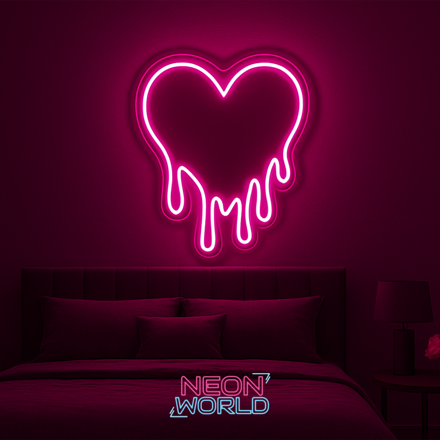 Melting Heart Neon Selfie Glass Mirror