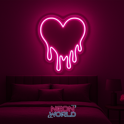 Melting Heart Neon Selfie Glass Mirror