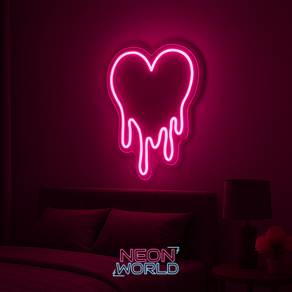 Melting Heart Neon Selfie Glass Mirror