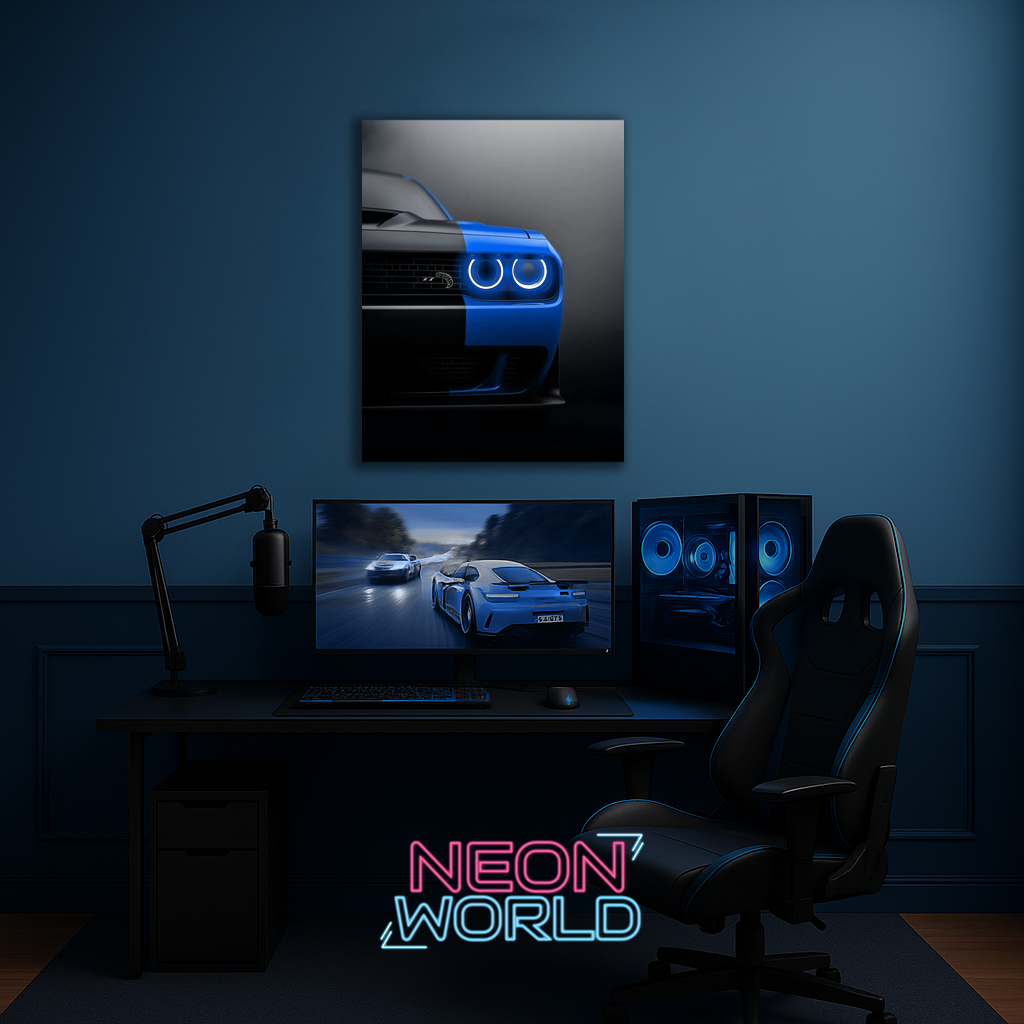 Dodge Challenger Neon UV Poster