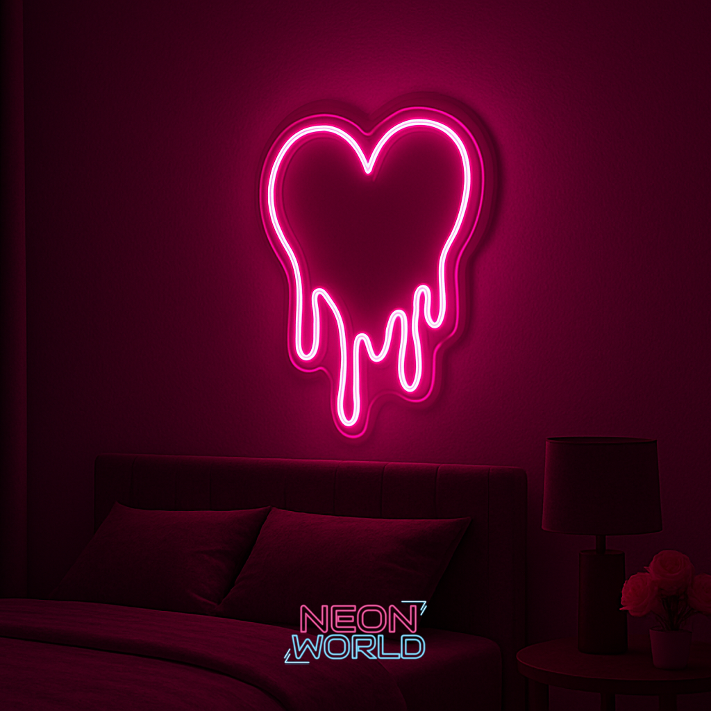Melting Heart Neon Selfie Glass Mirror