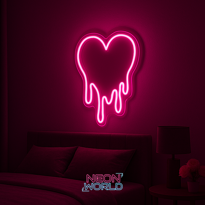 Melting Heart Neon Selfie Glass Mirror