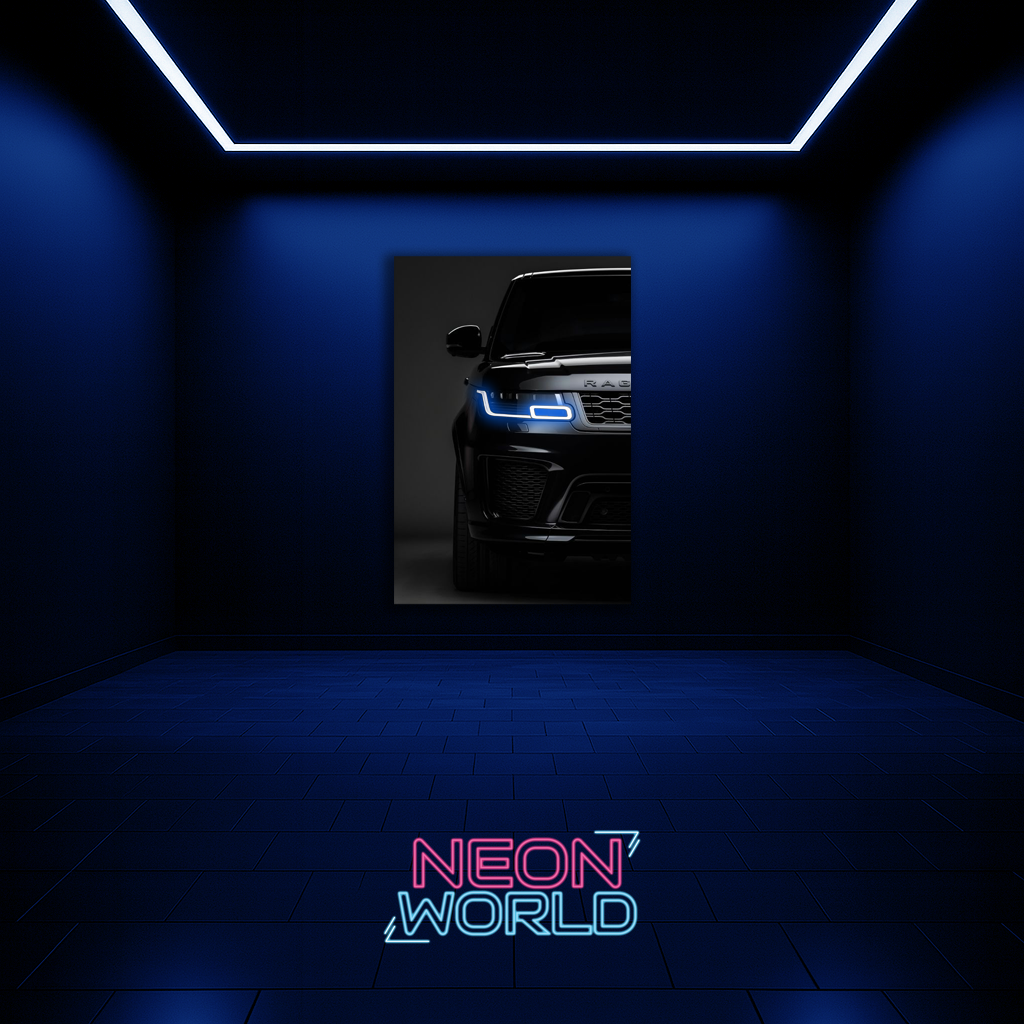 Black Range Rover Neon UV Poster