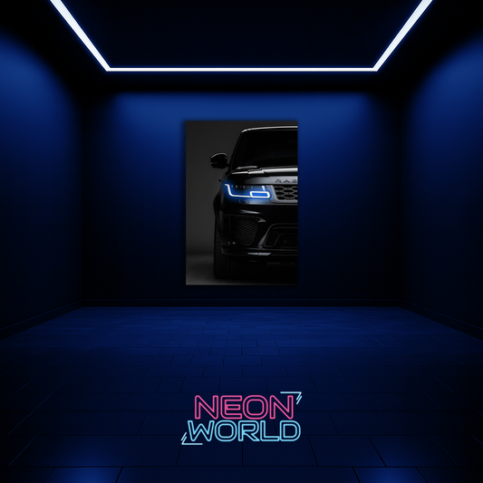 Black Range Rover Neon UV Poster