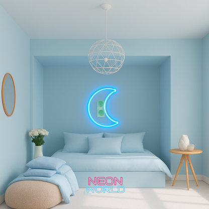 Moon Selfie Neon Glass Mirror