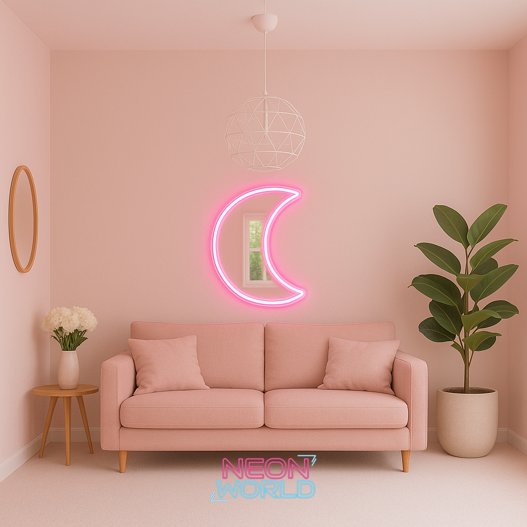 Moon Selfie Neon Glass Mirror