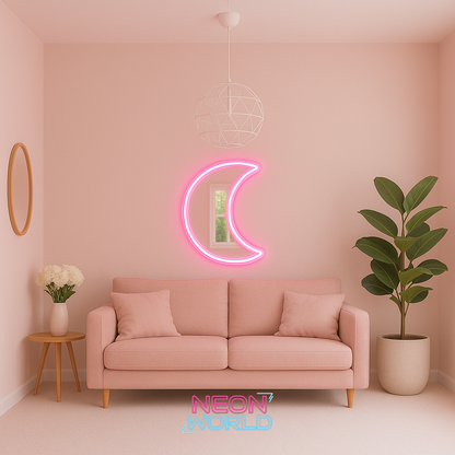 Moon Selfie Neon Glass Mirror