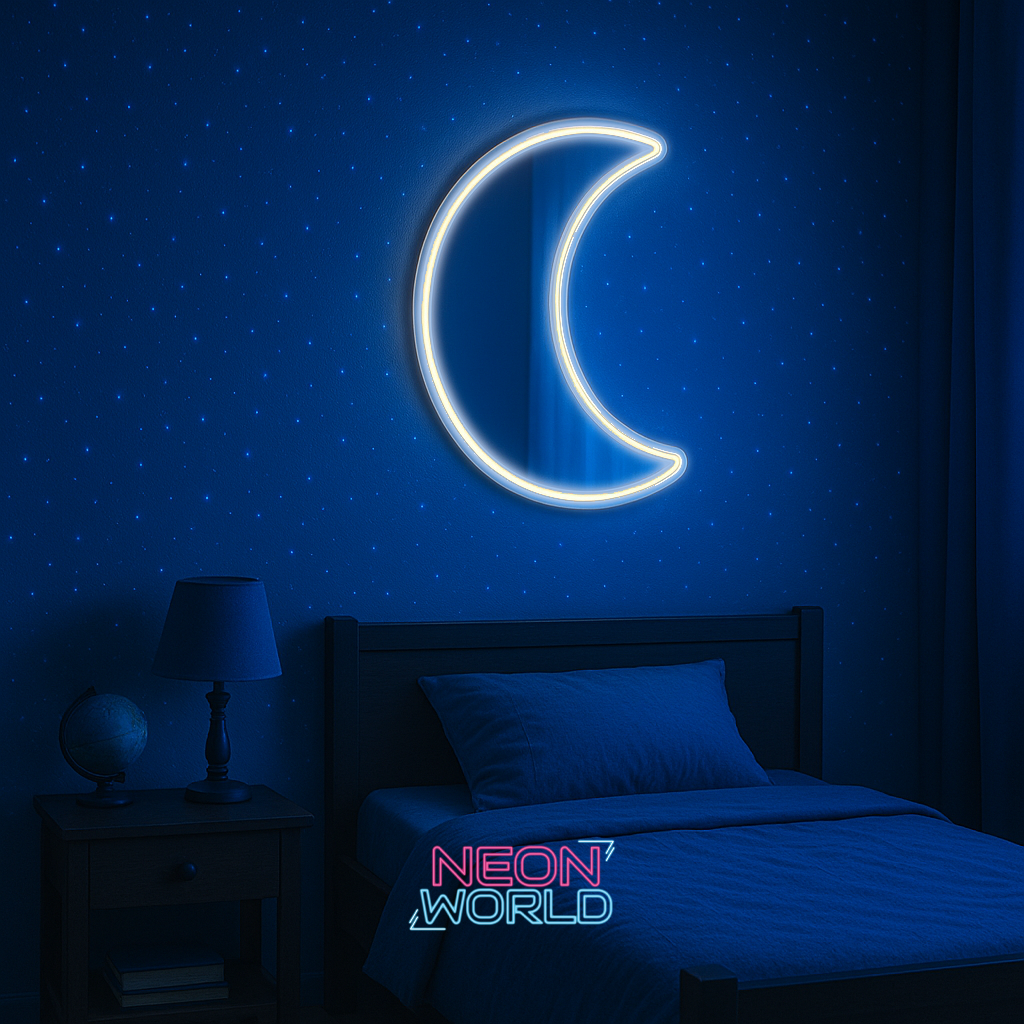 Moon Selfie Neon Glass Mirror