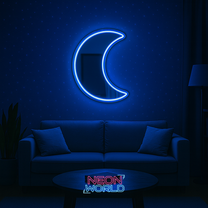 Moon Selfie Neon Glass Mirror