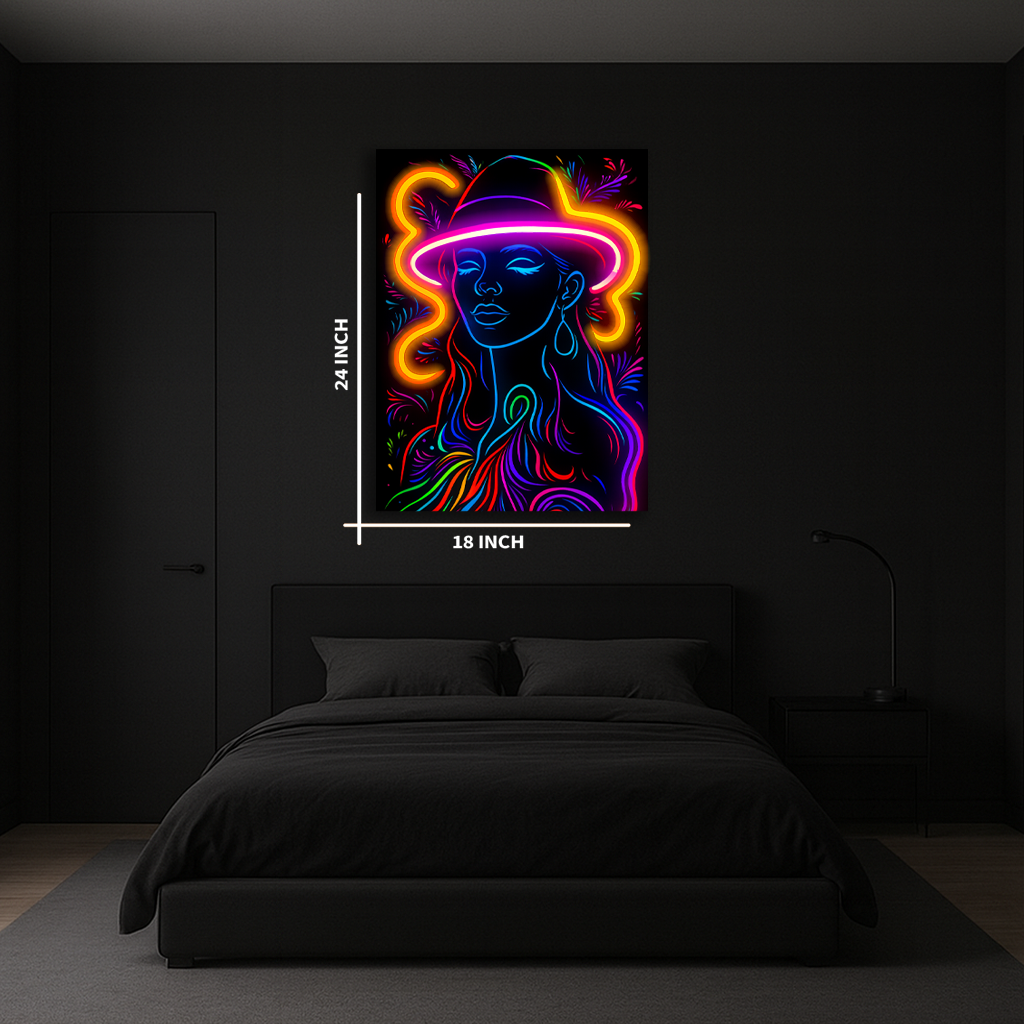 Neon Girl Painting Neon UV Poster