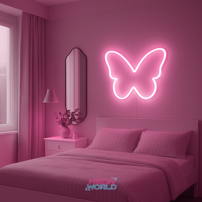 Butterfly Neon Selfie Glass Mirror